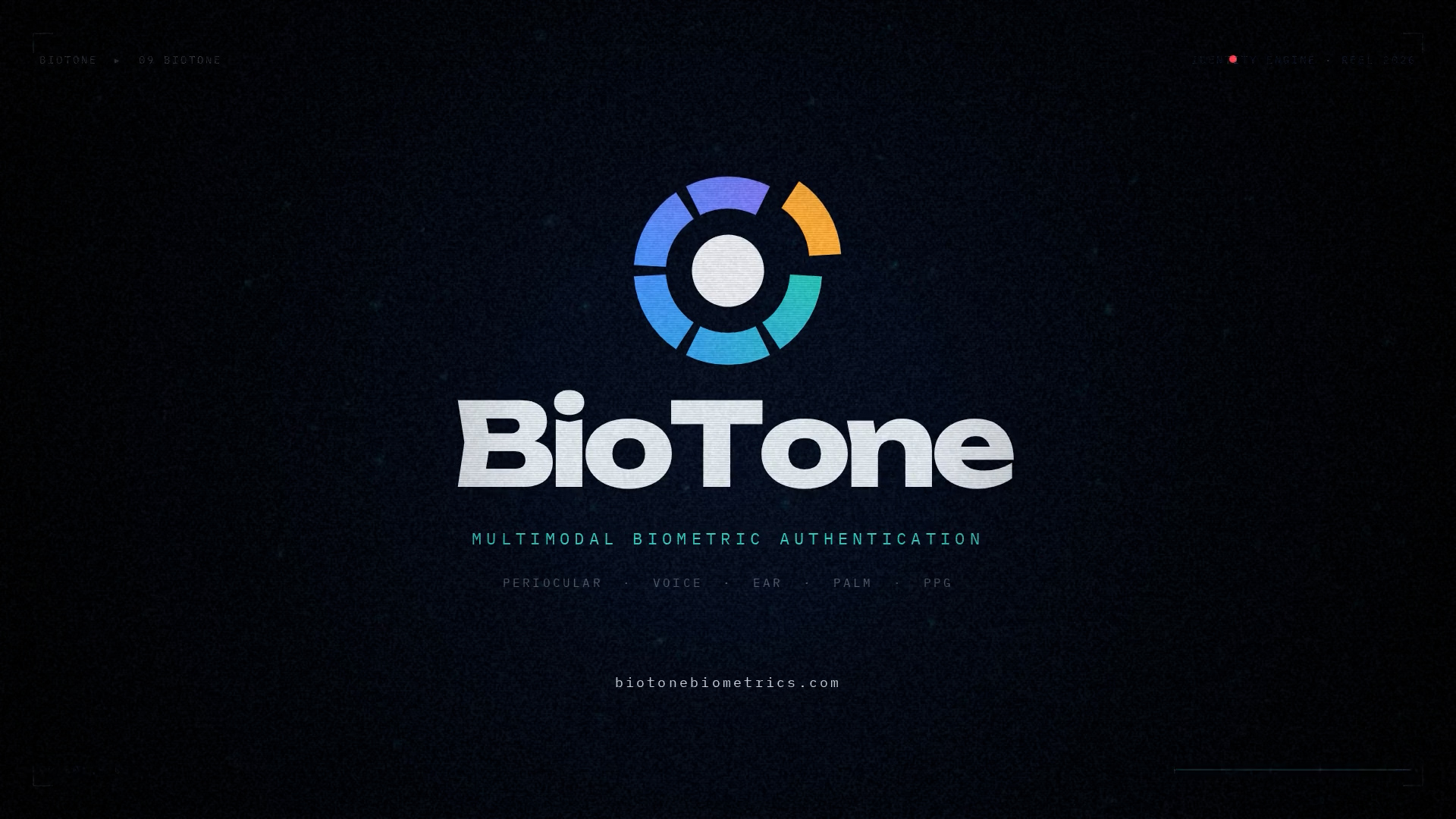 BioTone logo and wordmark on a dark background with the tagline Multimodal Biometric Authentication